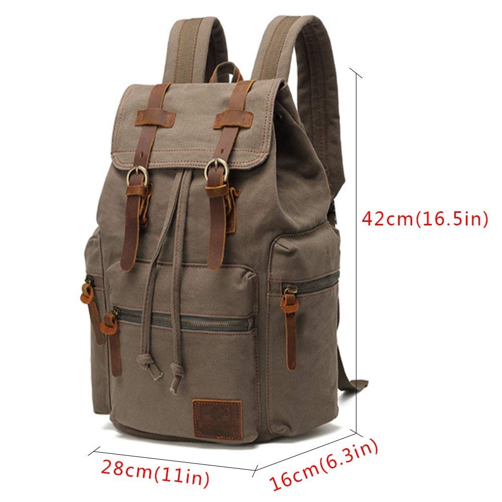 High Capacity Vintage Canvas Backpack for School Travel, 12 15" Laptop Rucksack2