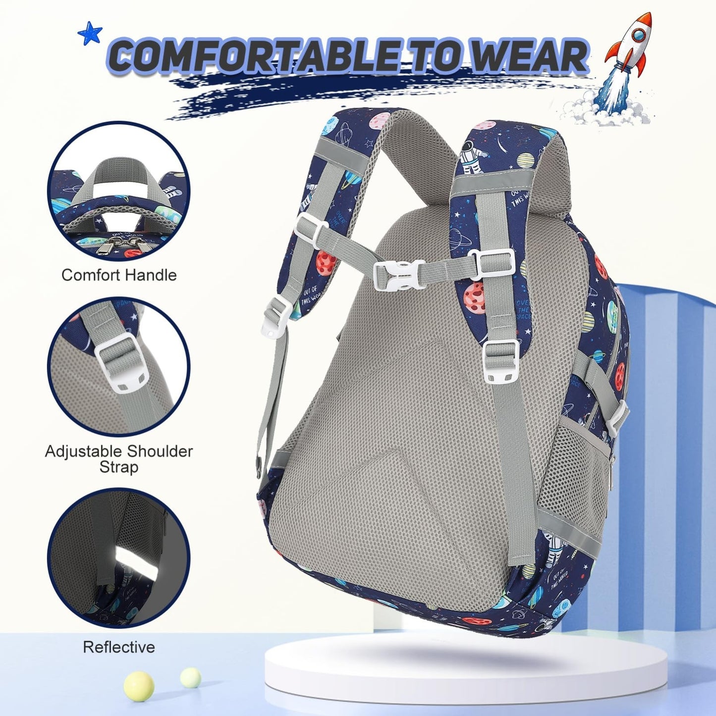 Luminous Boys Backpack Set   3PCS with Lunch Box & Pencil Case, School Gear4