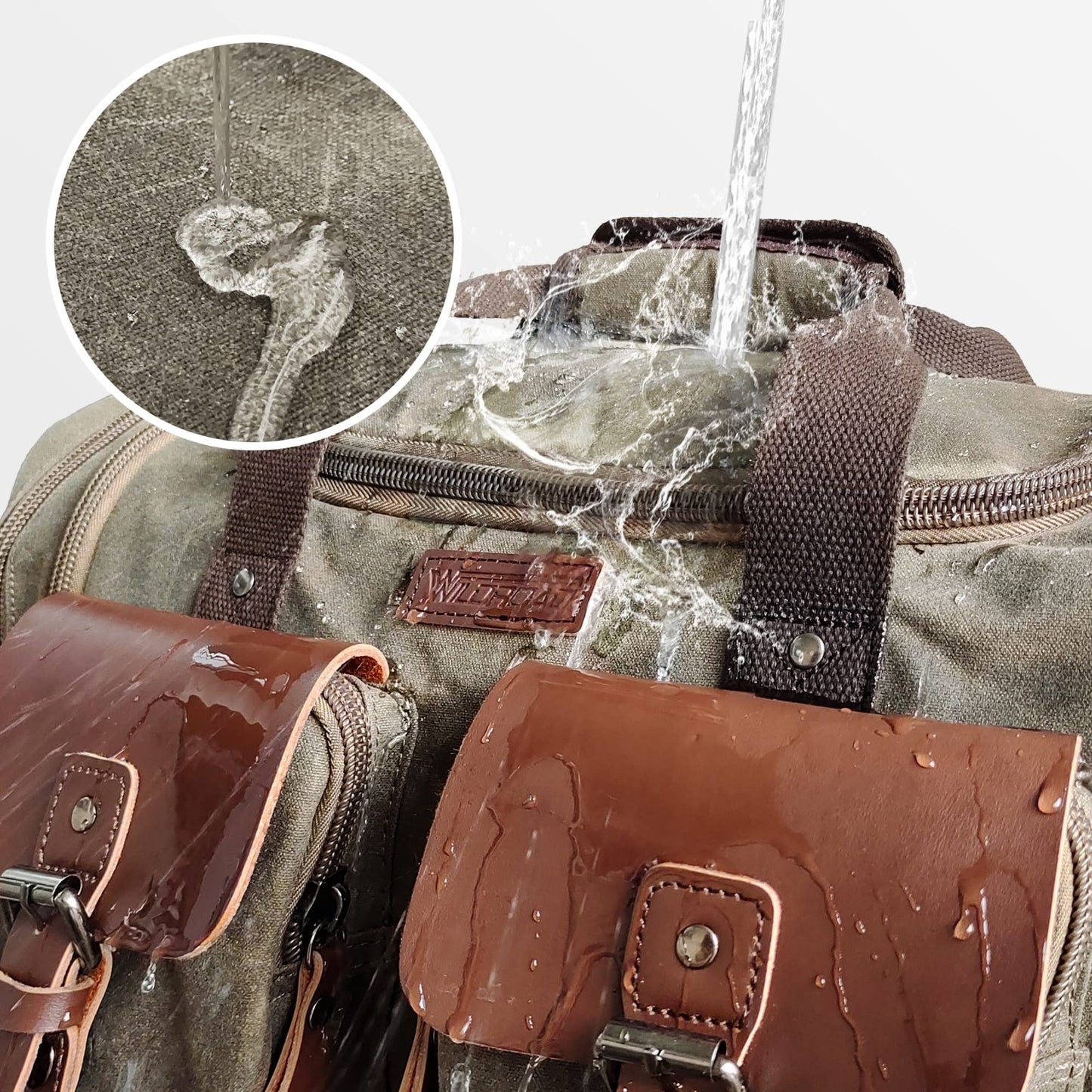 50L Waxed Canvas Duffle Bag   Waterproof Weekender Overnight Travel Tote3