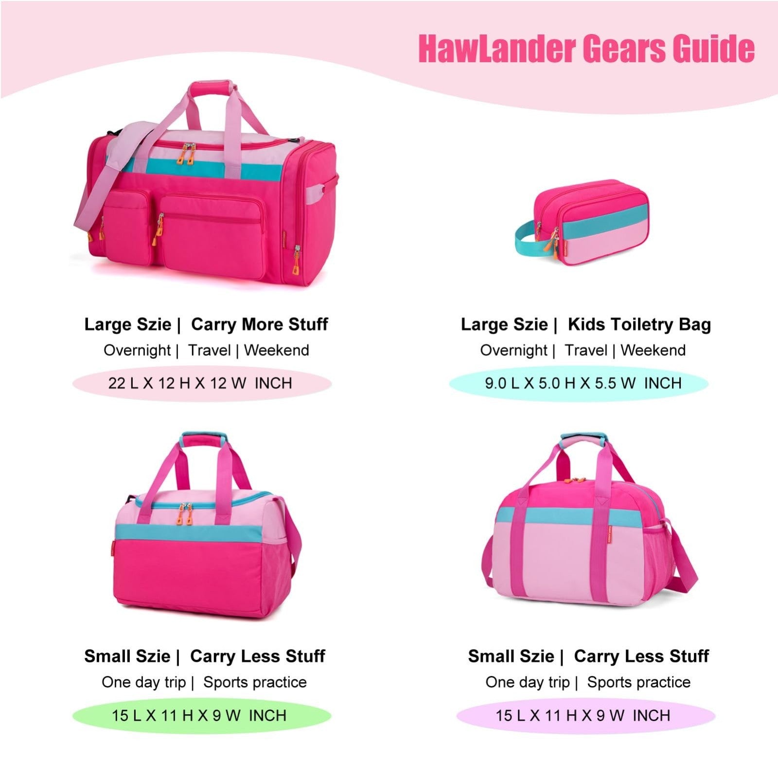 18" Pink Kids Duffle Bag - Perfect for Boys & Girls, Weekend Travel & Sports9