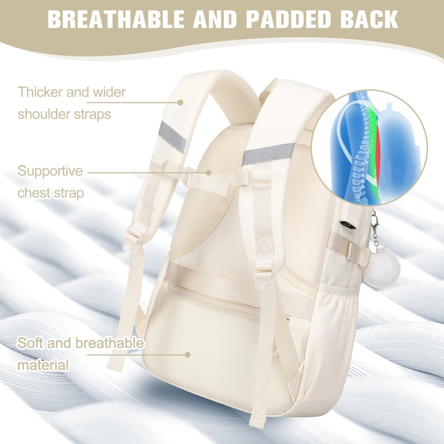 Cute Bow Backpack for Girls   School Bag with Lunch Bag & Pen Case, Stylish & Fu4