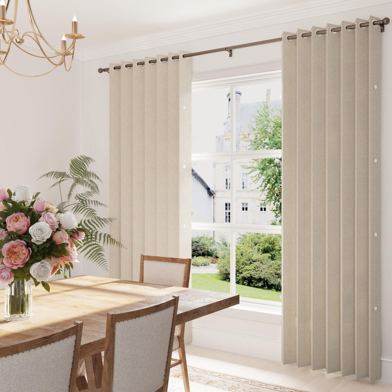Thermal Insulated Blackout Pleated Curtains with Magnetic Closure, 1 Panel 45x728
