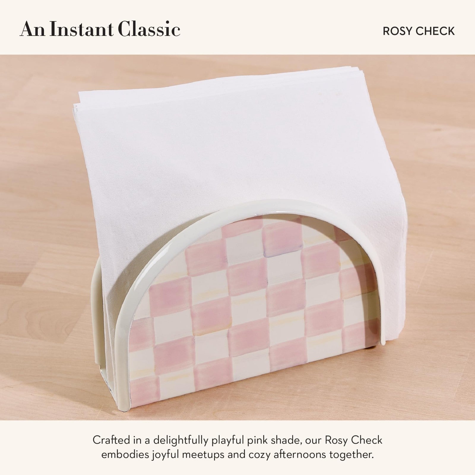 Optimized eBay Title:  "Stylish Pink-and-White Enamel Napkin Holder for Kitchen4