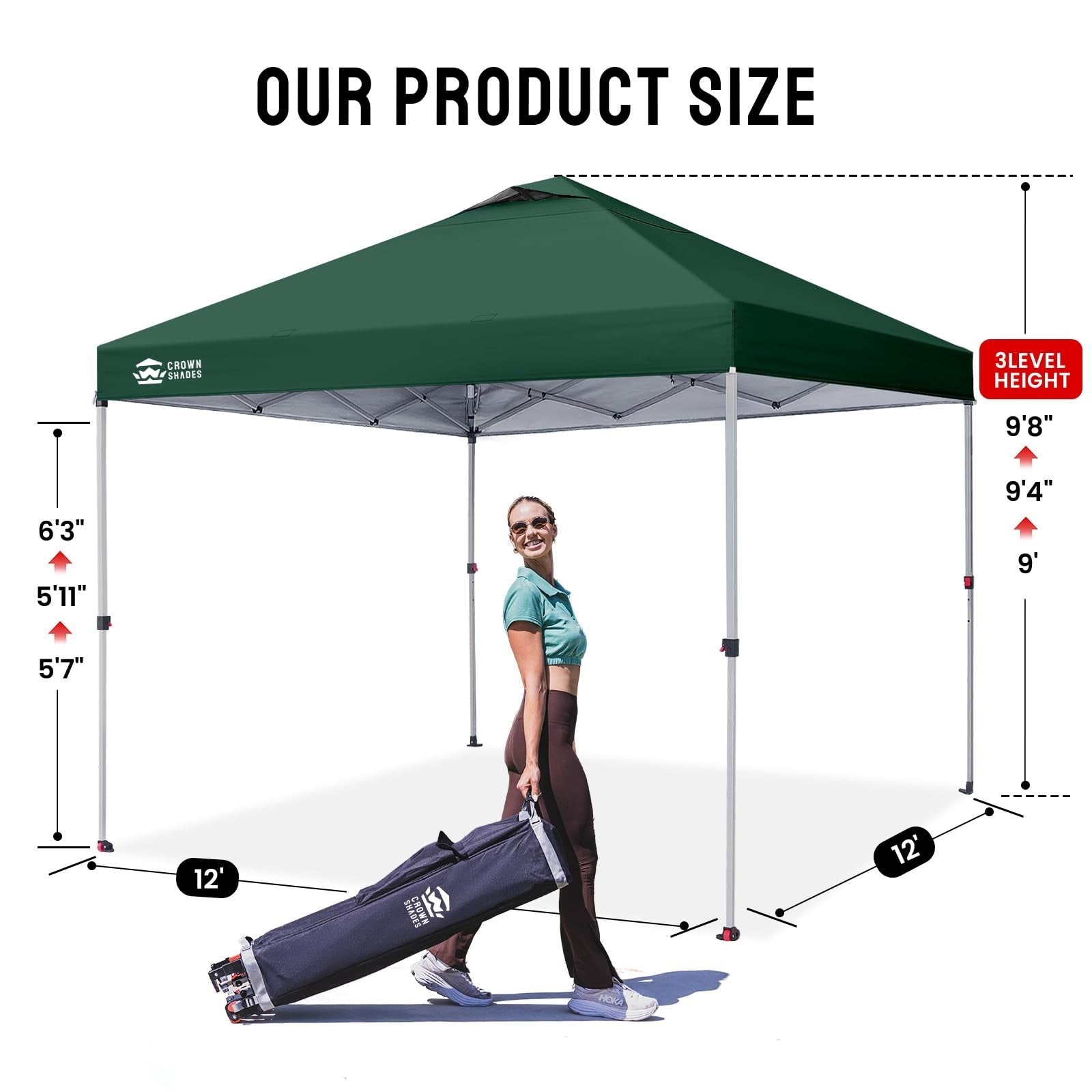 12x12 Pop Up Canopy Tent   Easy Setup, Forest Green, Outdoor Sun Shade for Event2