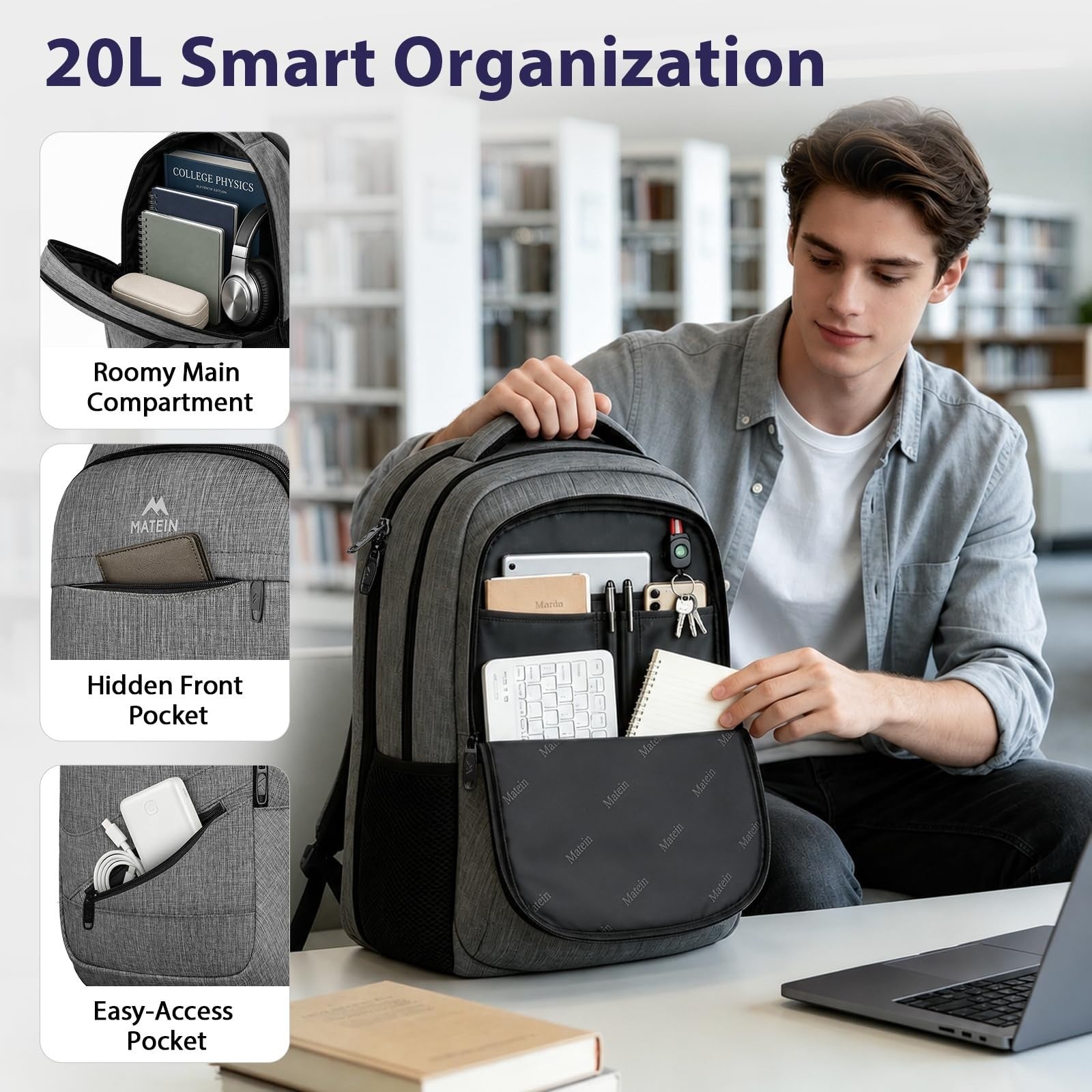 15.6 Inch Laptop Backpack, Travel Friendly Personal Item Bag, Airport Approved5