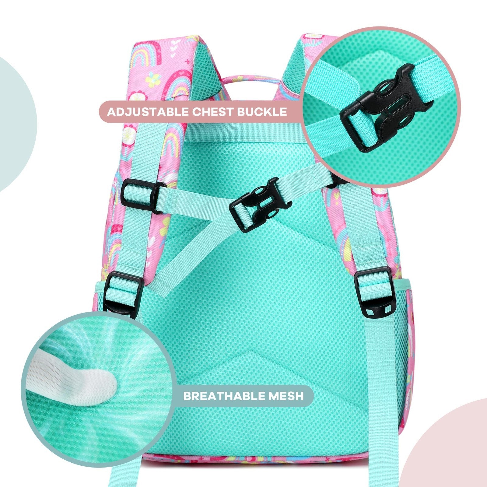 Cute Mini Toddler Backpack for Girls   Rainbow Pink Preschool Bookbag, Kids' Bag3