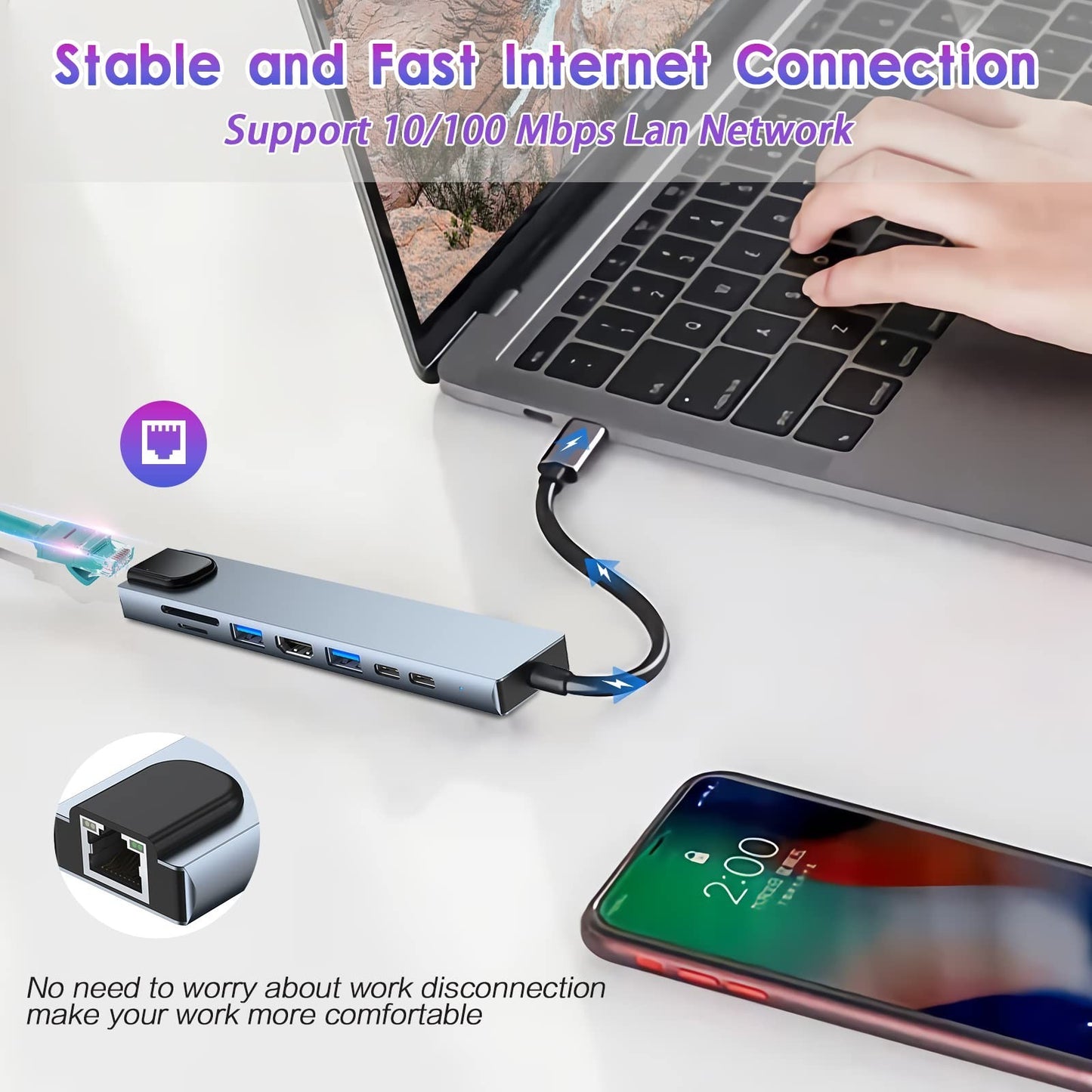 8-in-1 USB C Hub Docking Station for MacBook Pro/Air - Multiport Adapter, Fast D4