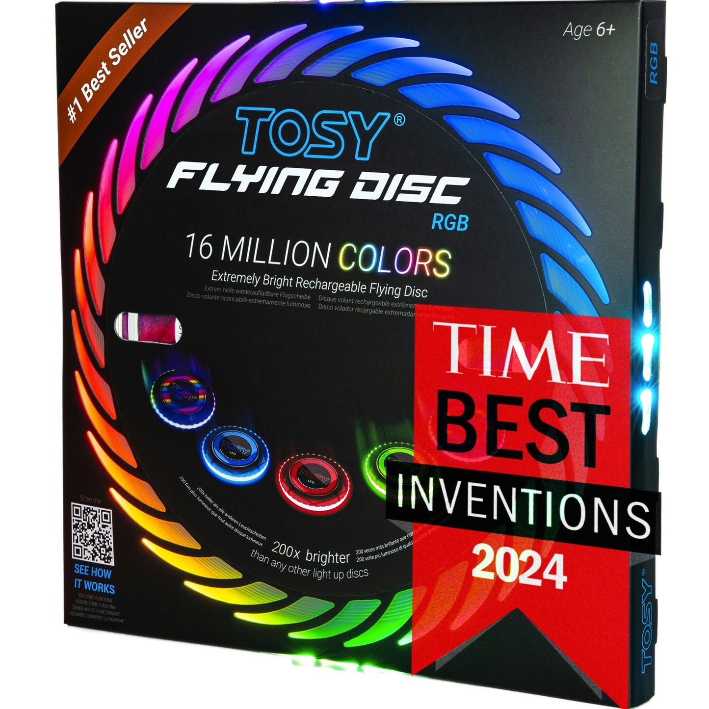 RGB Flying Disc   16 Million Colors, Bright LED Modes, Rechargeable, Waterproof,0