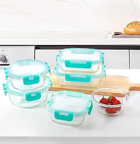 24 Piece Glass Meal Prep Containers Airtight Locking Lids Green6