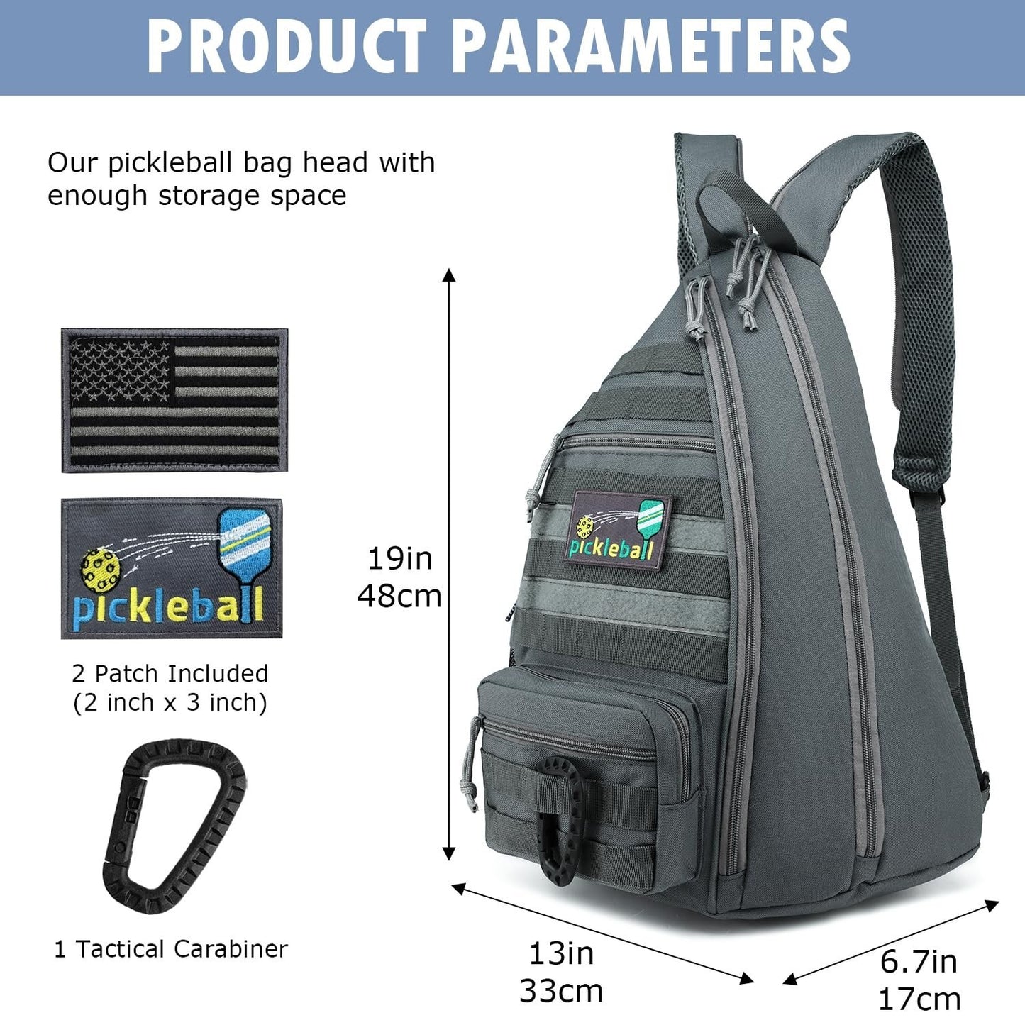 Tactical Pickleball Backpack for Men & Women | Adjustable Sling Bag, Fence Hook,1
