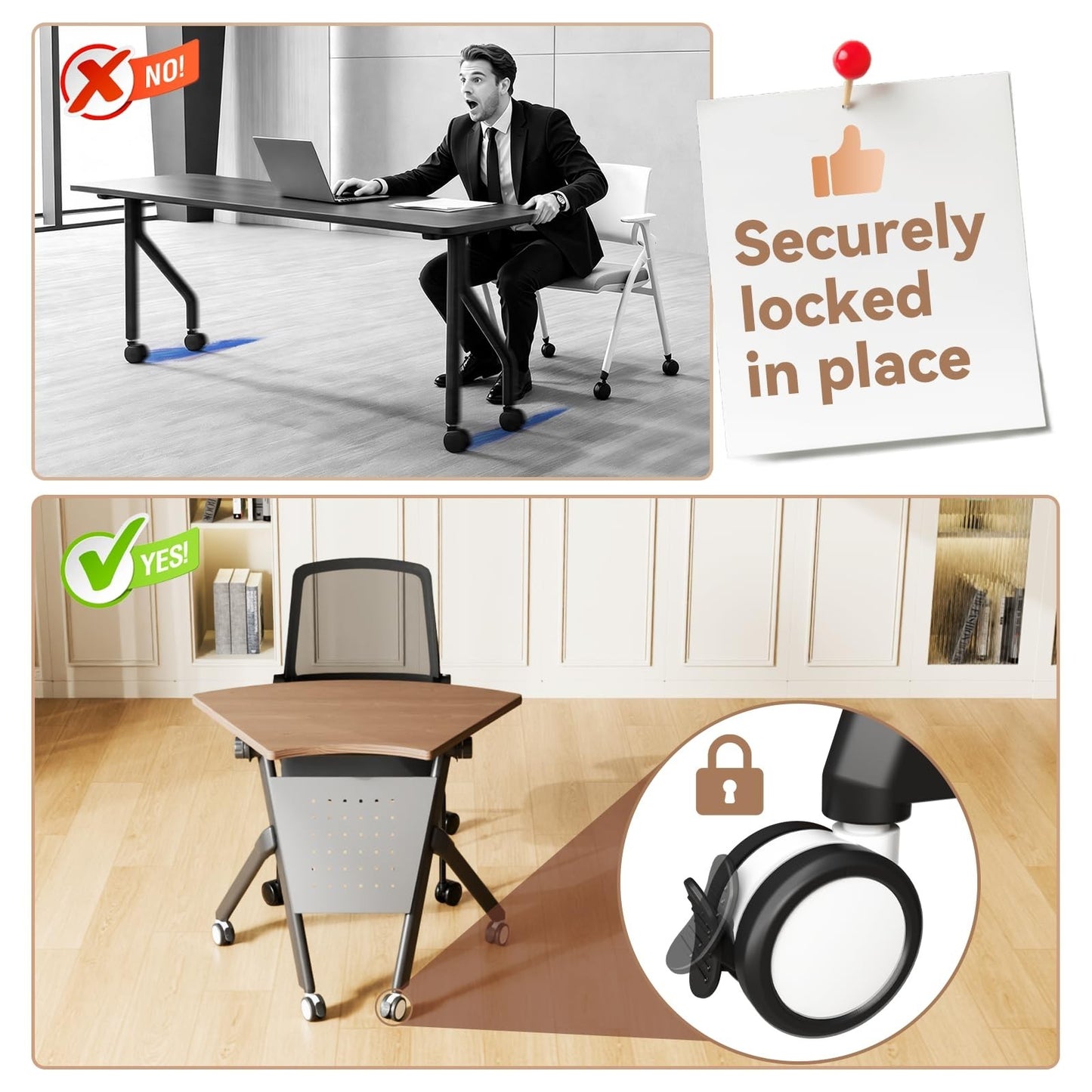 2Pack Mobile Folding Conference Tables with Wheels | Flip-Top Seminar & Training4