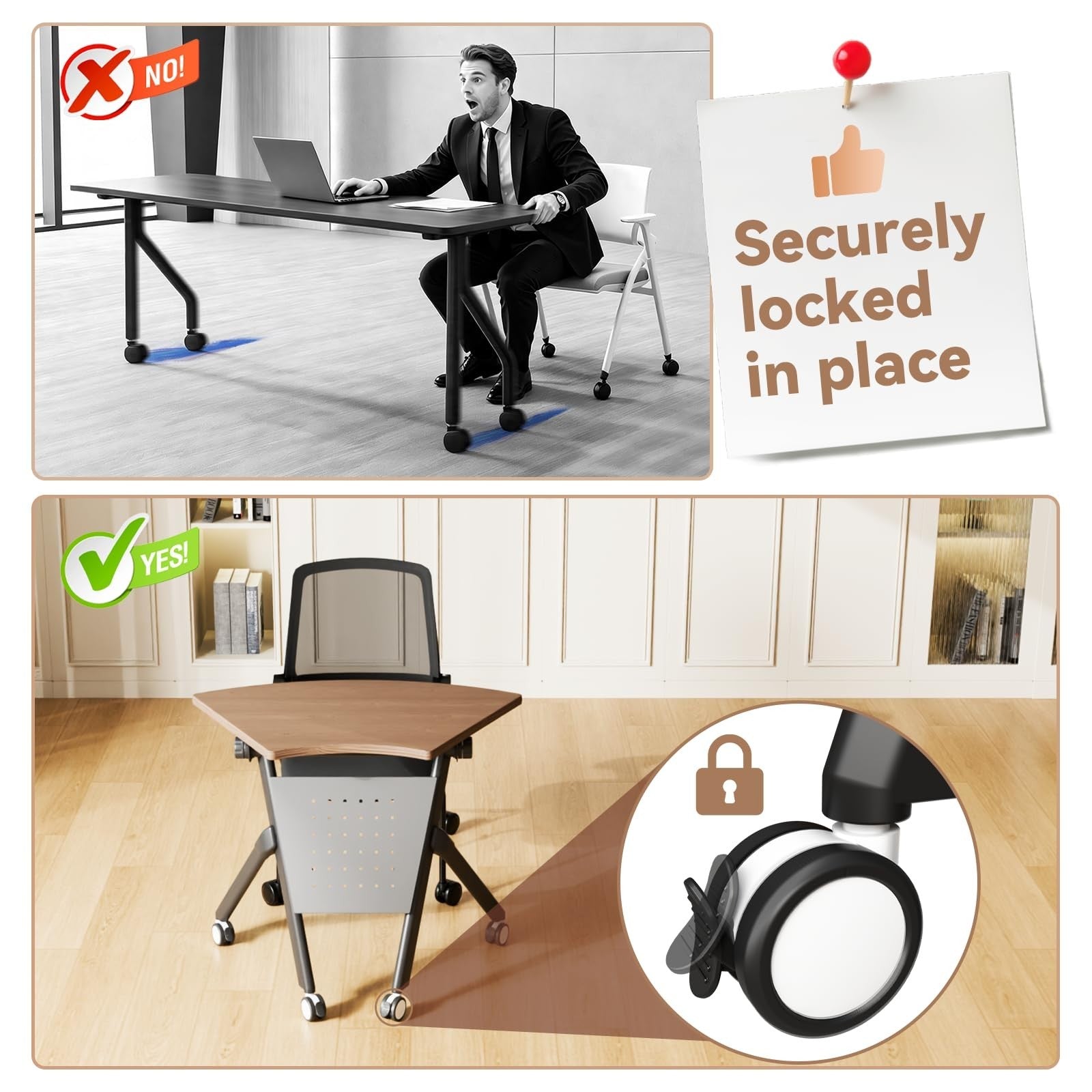 2Pack Mobile Folding Conference Tables with Wheels | Flip-Top Seminar & Training4