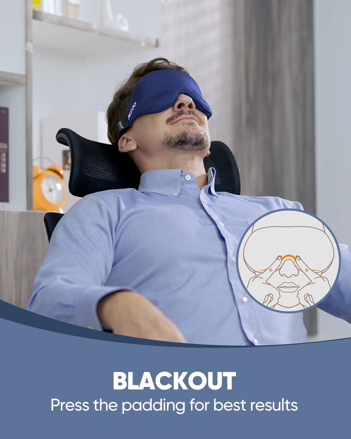 Luxury 3D Contoured Sleep Mask - Light Blocking, Zero Eye Pressure, Adjustable,3