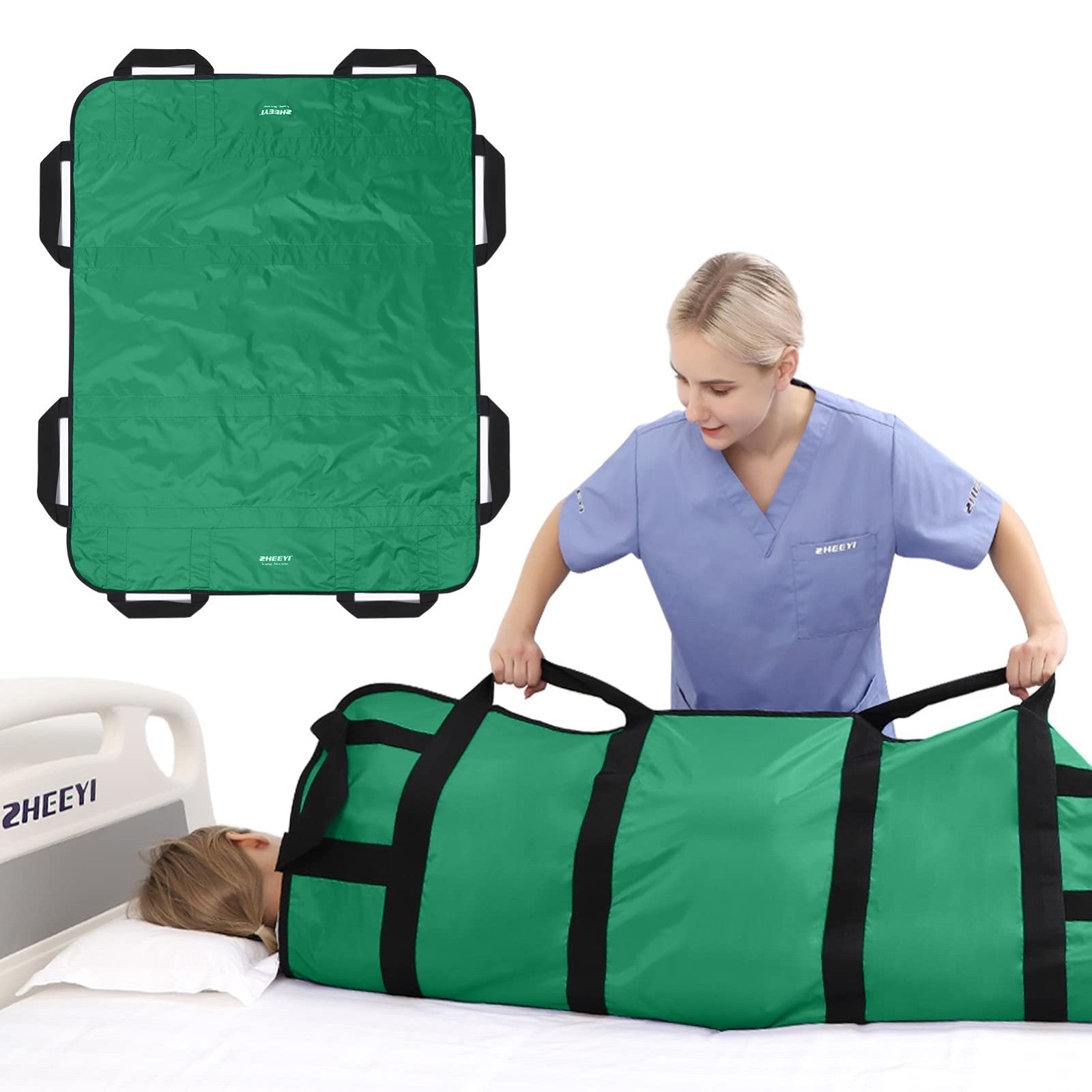 Multipurpose 48"x40" Bed Pad with Handles   Washable Patient Sheet for Lifting &1