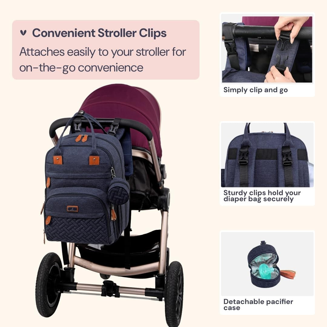 Multi Function Diaper Bag Backpack   Water Resistant Baby Travel Tote, Changing6