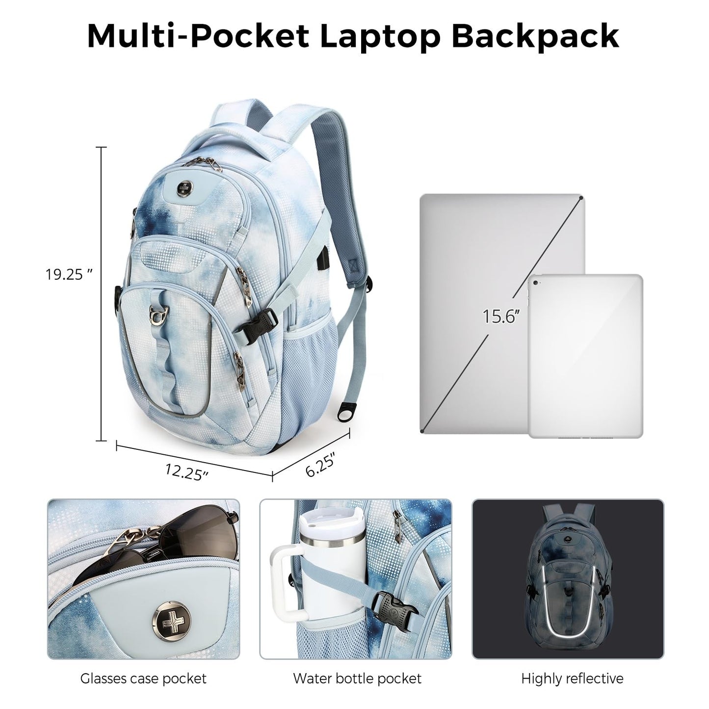 31L Laptop Backpack with USB Charging Port, Waterproof Travel Bag for Men3