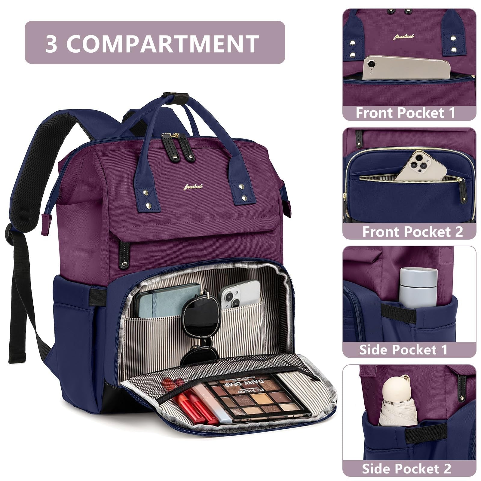 Stylish Laptop Backpack for Women   15.6" Large Capacity Travel Bag, College Boo3