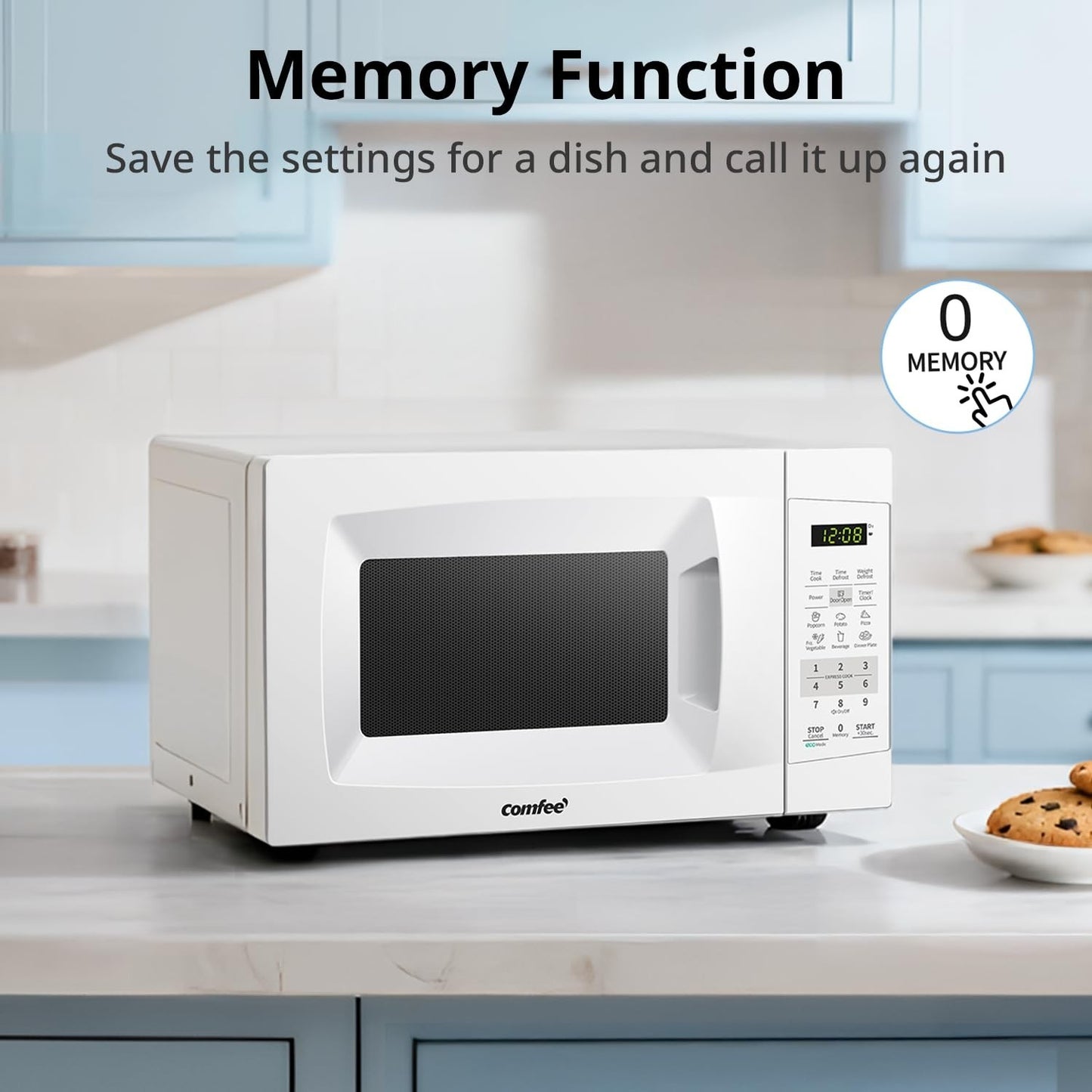Compact Countertop Microwave Oven 0.7 Cu.Ft 700W Pearl White, ECO Mode, Child Lo7