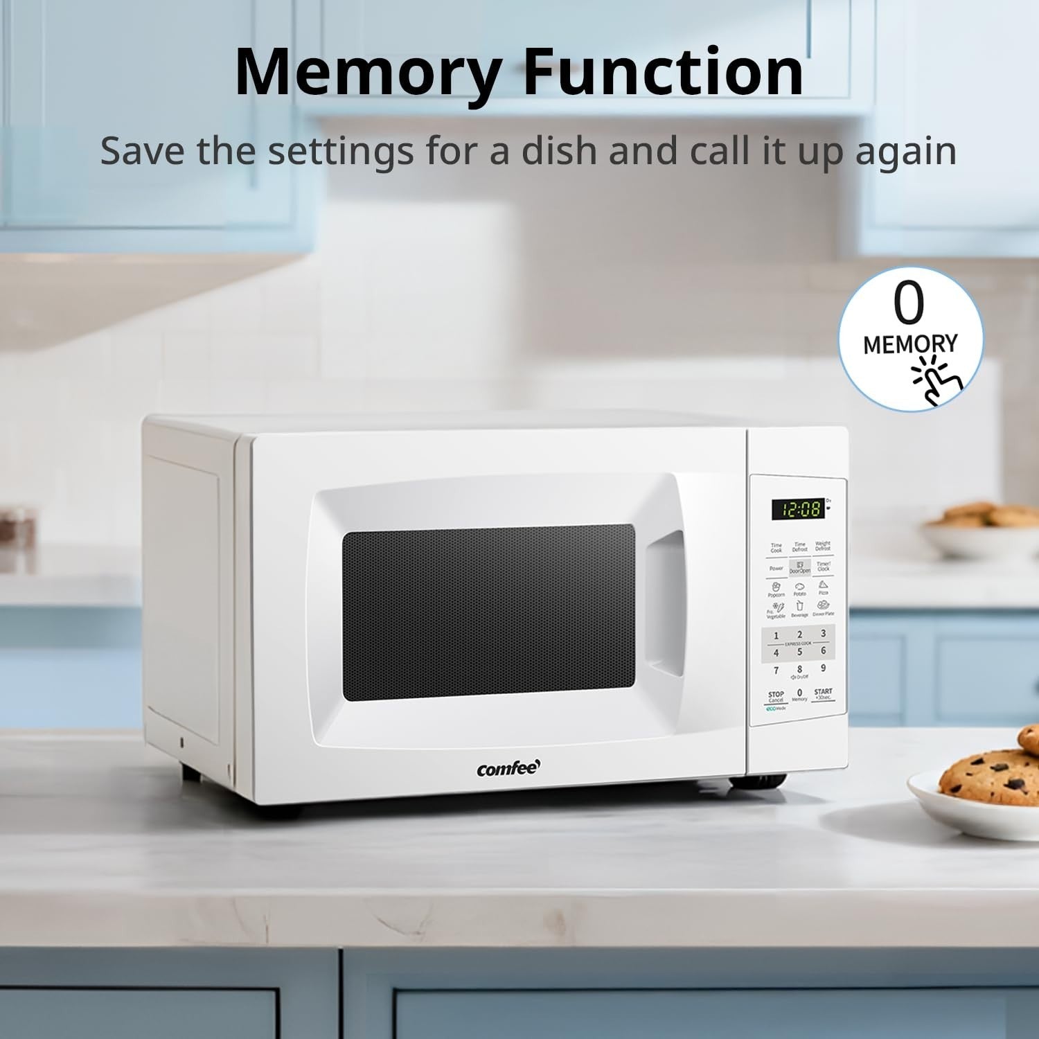 Compact Countertop Microwave Oven 0.7 Cu.Ft 700W Pearl White, ECO Mode, Child Lo7