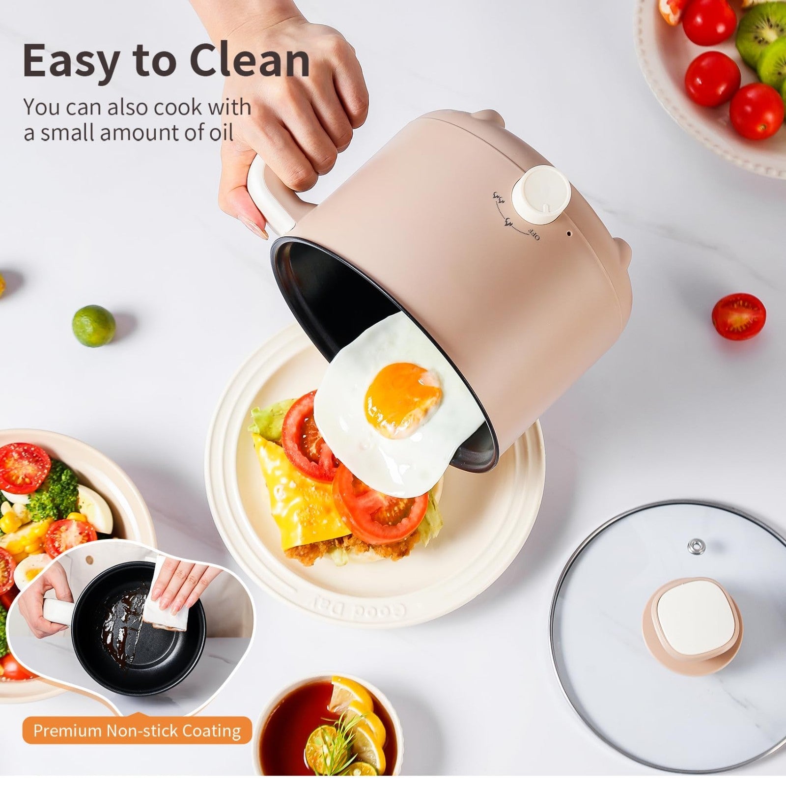 Portable Electric Hot Pot 1.5L - Non-Stick Ramen Cooker for Noodles, Soup & Oatm3