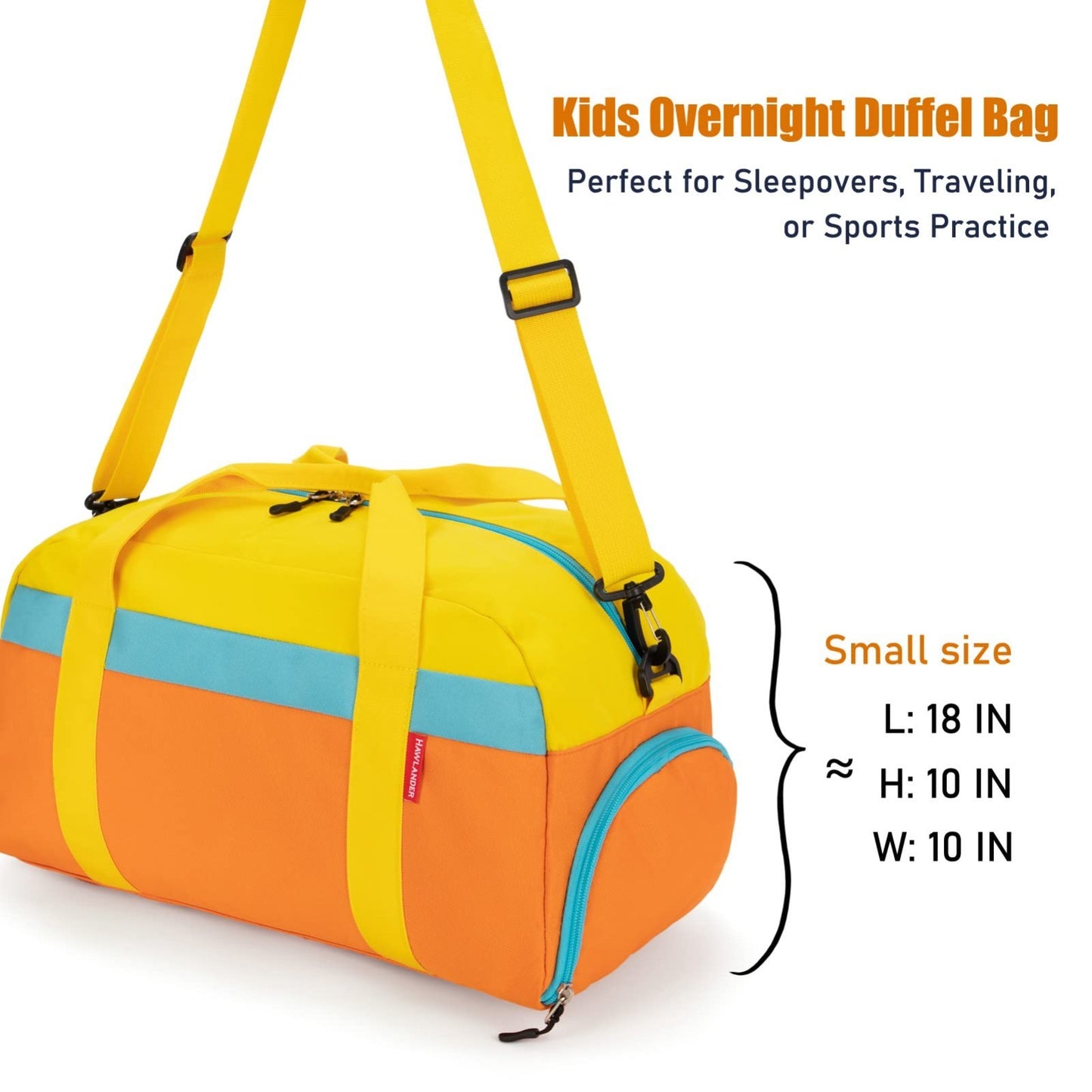 18" Kids Duffle Bag for Boys & Girls - Orange Travel Bag for Sports, Weekend & S5