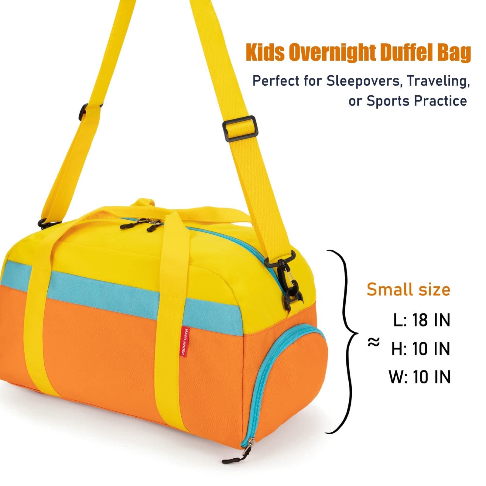 18" Kids Duffle Bag for Boys & Girls - Orange Travel Bag for Sports, Weekend & S5
