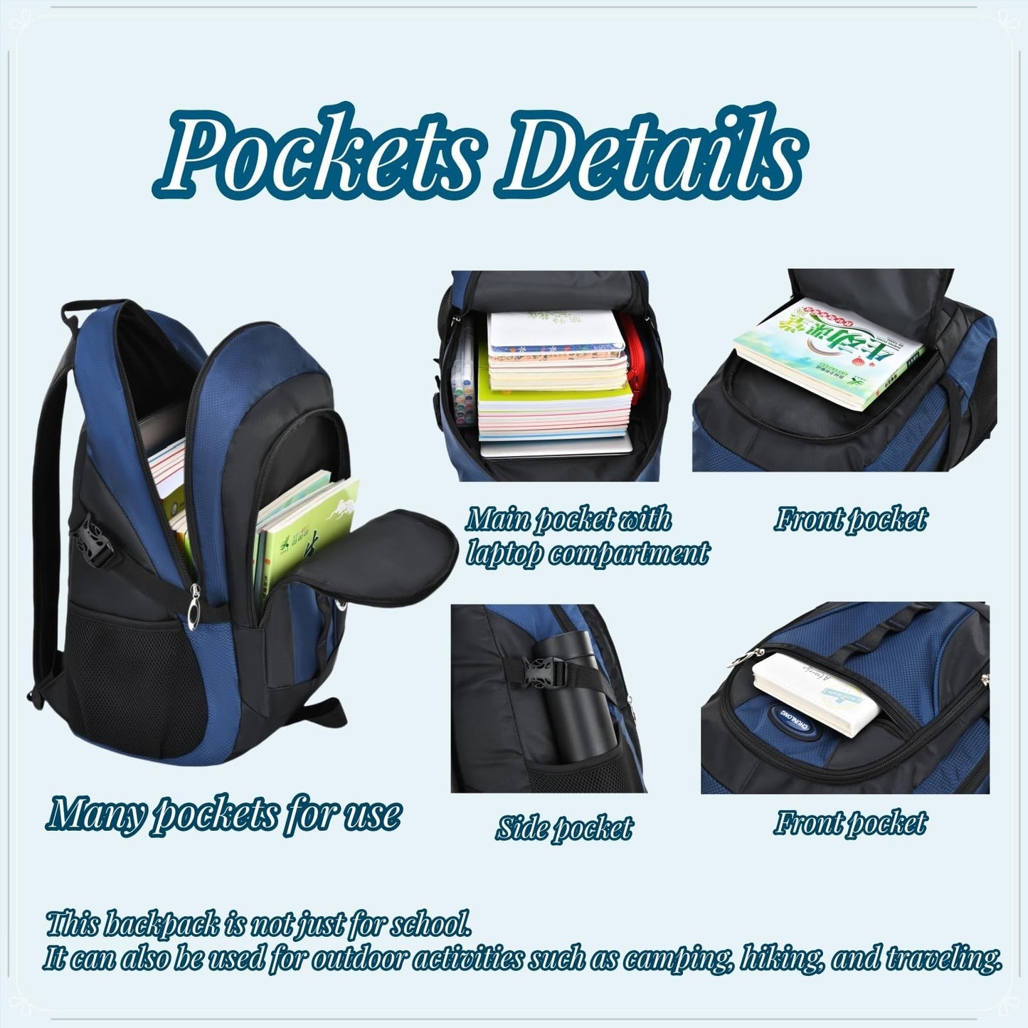 Color Blocking Sports Backpack for Boys, School Bookbag for Teens & Kids, Grey3