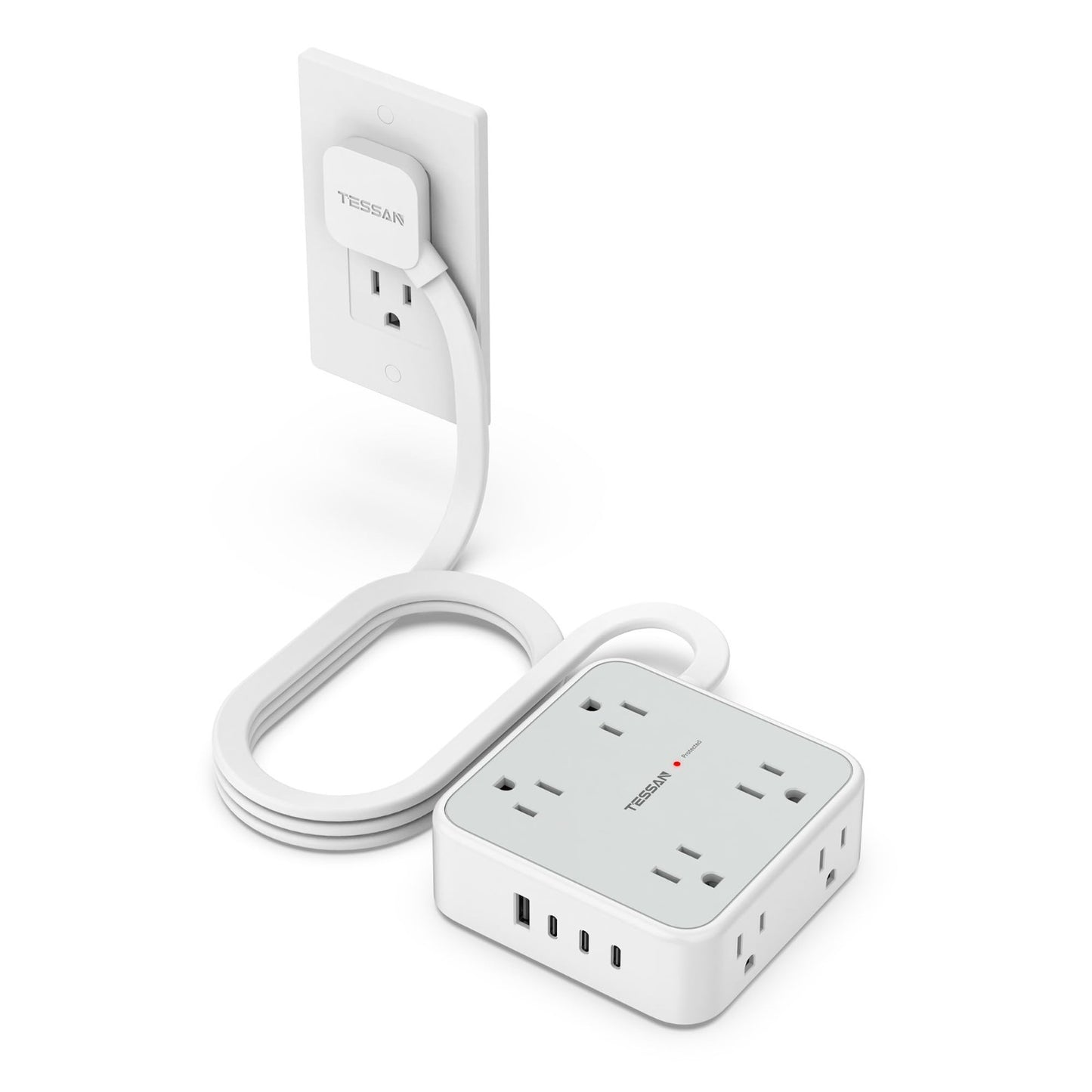 Surge Protector Power Strip 900J Protection, 5 Ft Extension Cord, Grey1