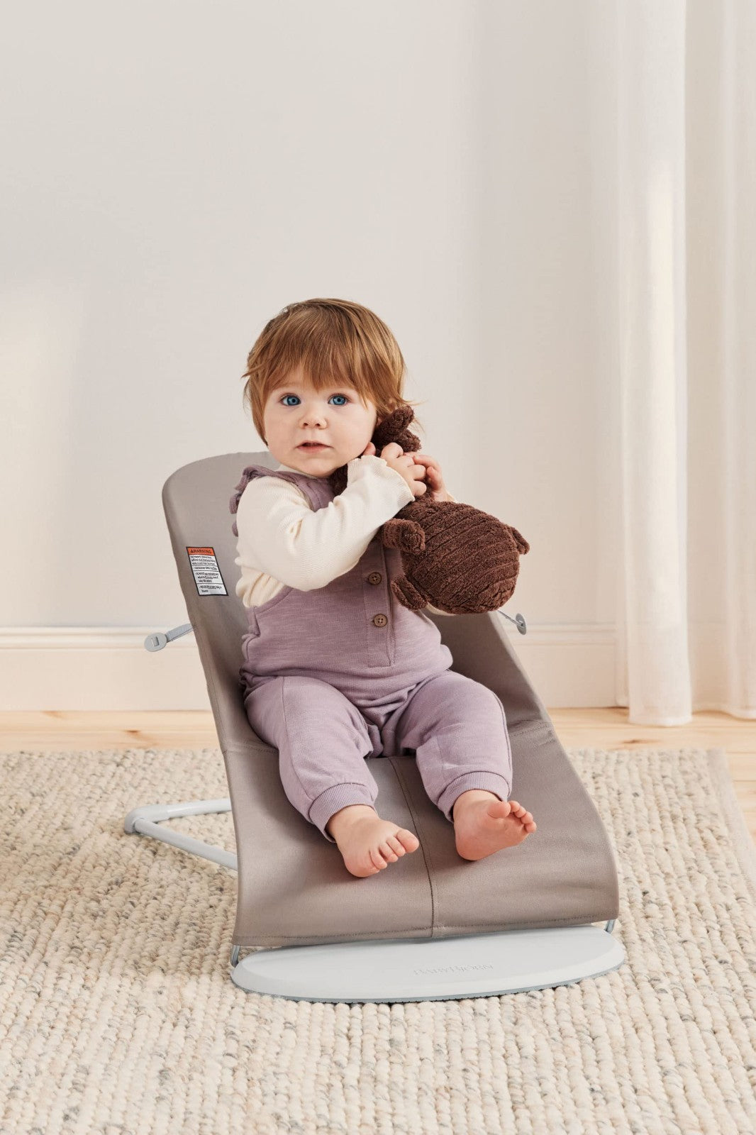 Cozy Baby Bouncer Bliss - Soft Cotton Petal Quilt, Sand Gray, Infant Seat4