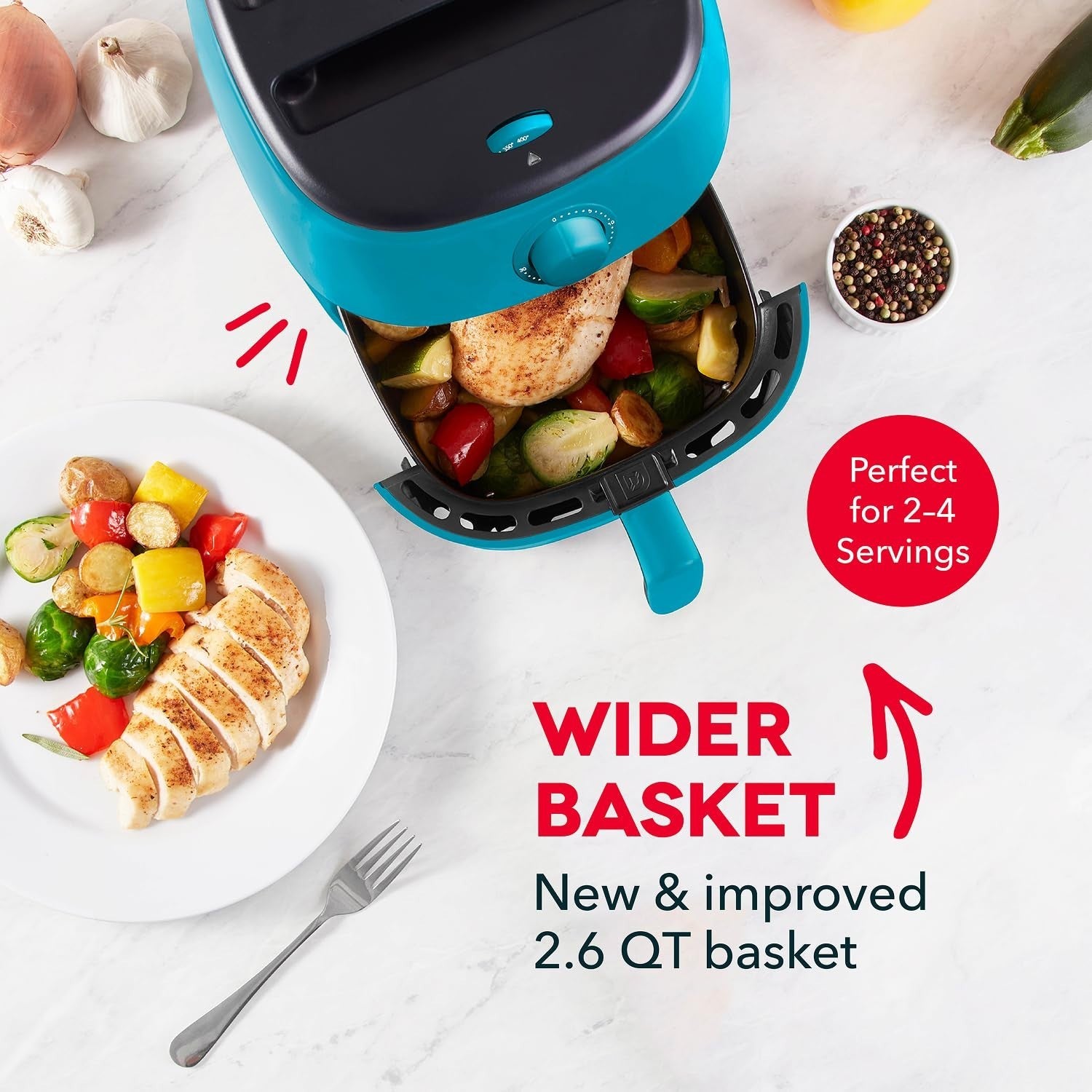 Compact Air Fryer with Adjustable Temperature - 2.6 Qt Nonstick Basket, Auto Shu6