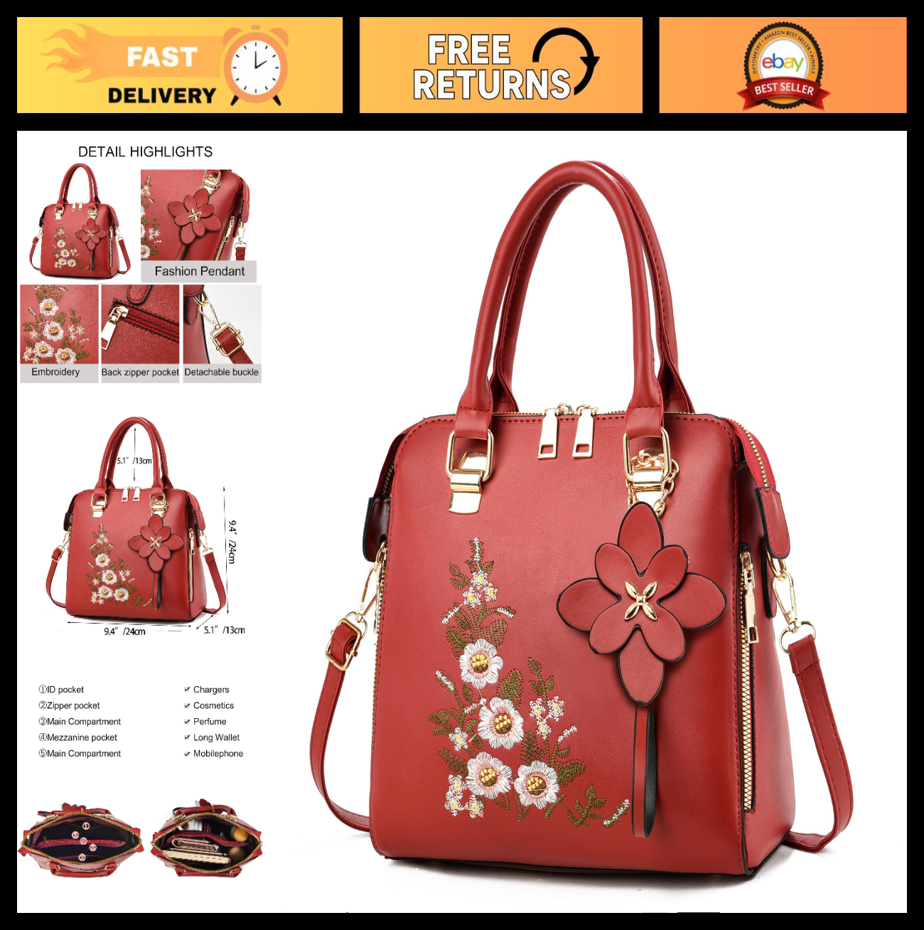 Vintage Embroidered Crossbody Purses for Women - Stylish Satchel Handbags0