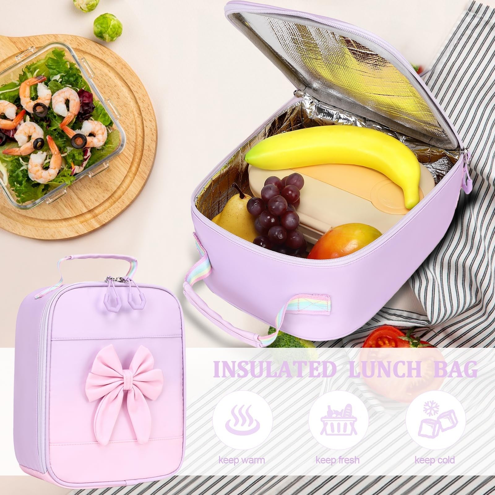 Cute Girls Backpack Set with Lunch Bag & Pencil Case   Stylish School Bag for Ki6