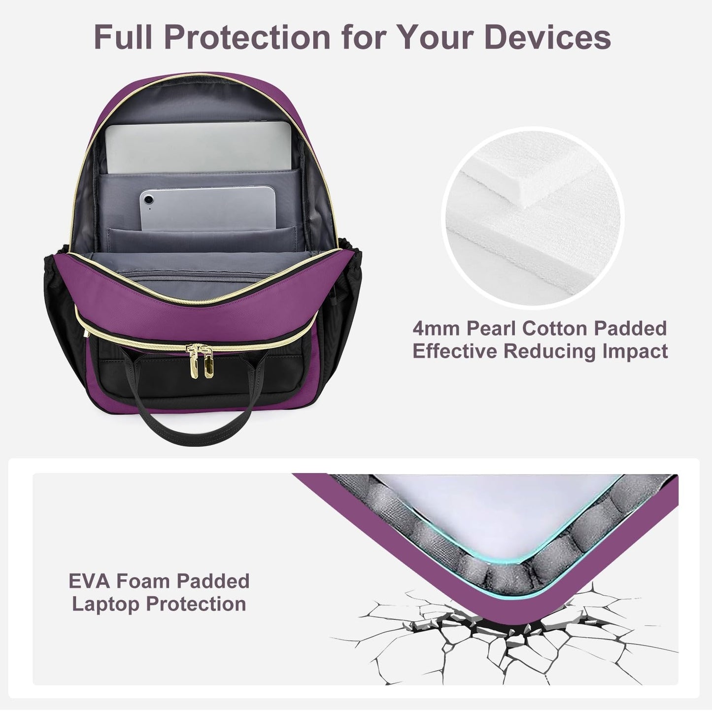 Waterproof Women's Laptop Backpack 15.6"   Large Capacity Travel Bookbag, Anti T5