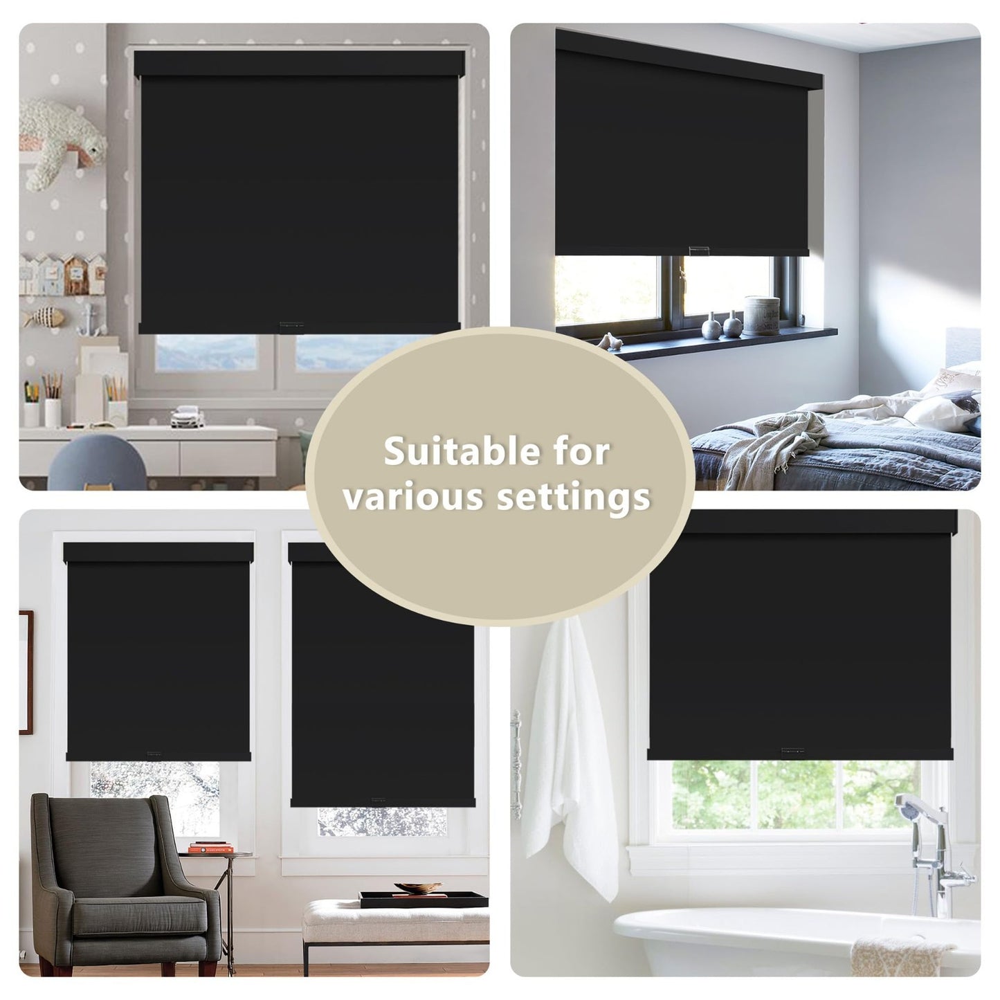 Cordless Blackout Roller Shades 20"W x 72"H, Thermal Insulated, UV Protection, R5