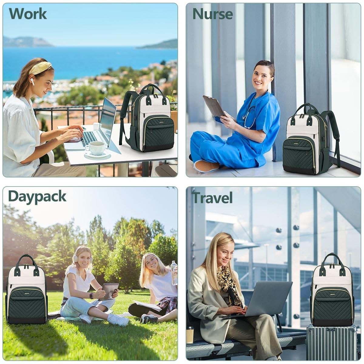 Stylish 15.6" Laptop Backpack for Women   Waterproof Travel Bag with USB Charger6