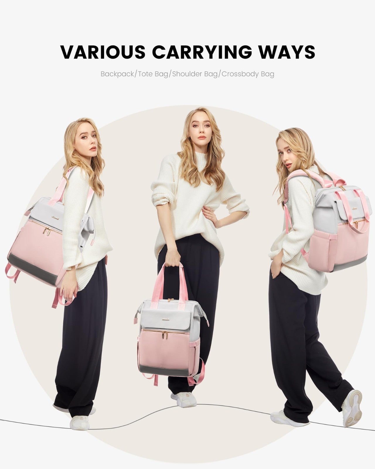 Stylish 15.6" Laptop Backpack for Women, Waterproof Travel Bag with USB Port, Or5