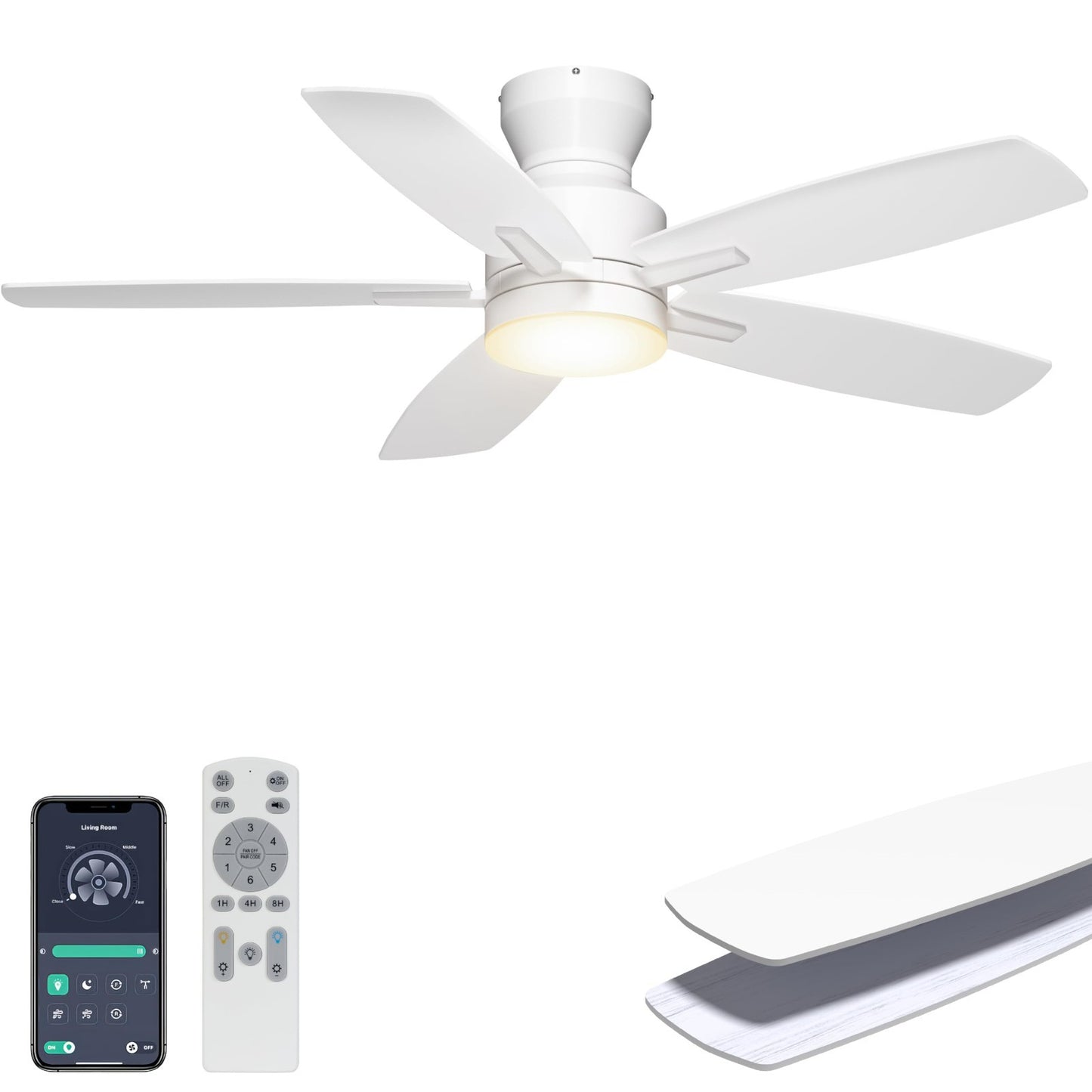 42" Low Profile Ceiling Fan with Lights, Remote/APP Control, Dimmable LED, Quiet1