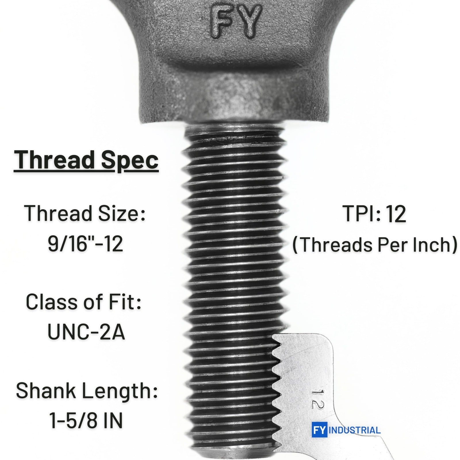 Heavy-Duty Lifting Shoulder Eye Bolt 9/16"-12 X 1-5/8" - Strong & Durable Hardwa4