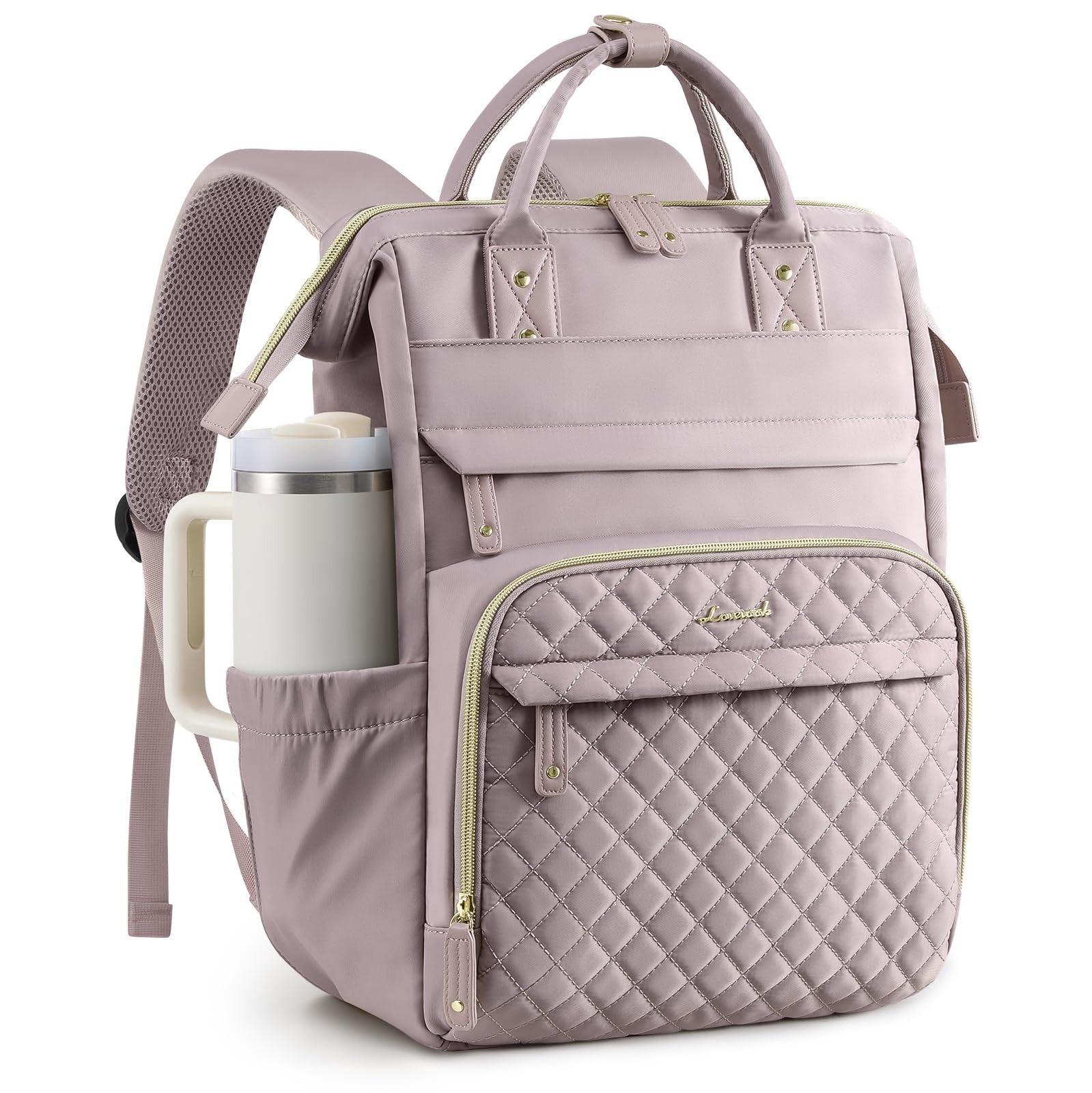 Quilted Laptop Backpack for Women   Stylish Teacher & Nurse Work Purse1