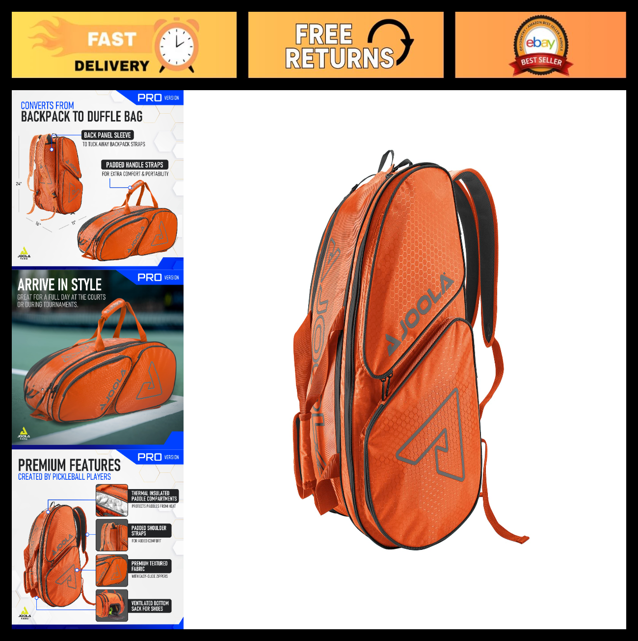 Pickleball Backpack & Duffle Bag with Thermal Insulated Pockets for 4+ Paddles0