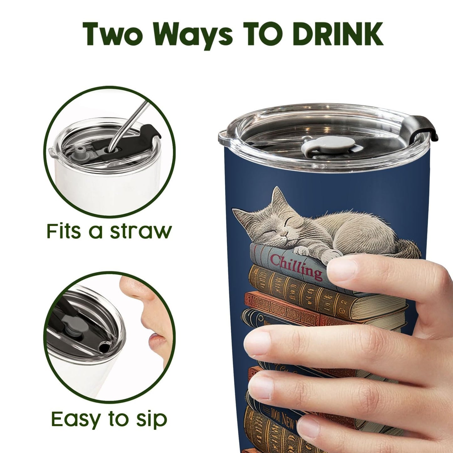 20oz Insulated Cat & Book Tumbler   Funny Gift for Cat Lovers & Librarians8