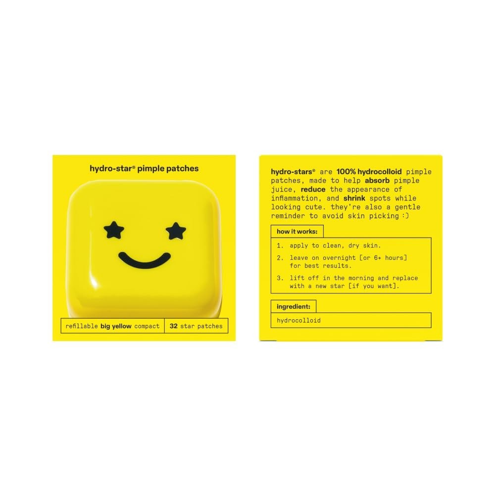 Hydrocolloid Pimple Patch   Yellow Compact Star Patches, 32 Count for Acne Care4