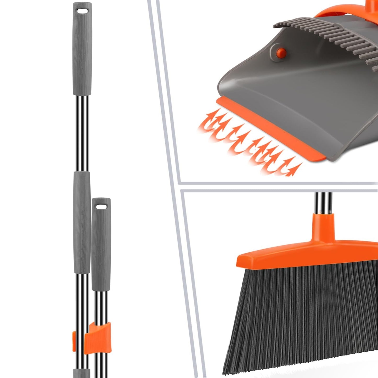 Broom and Dustpan Set for Home & Office, Long Handle Combo, Indoor/Outdoor Use3