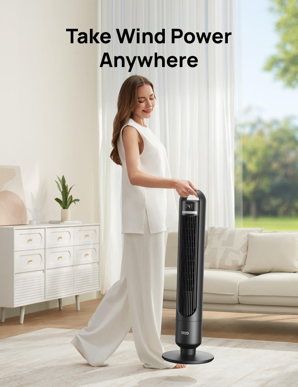 Quiet Oscillating Tower Fan   26ft/s Speed, 4 Speeds, 3 Modes, 8H Timer, Remote7