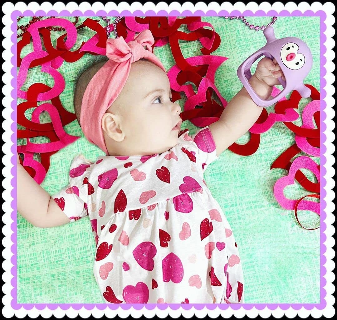 Silicone Baby Teething Toys, Soft Hand Teether for Infants 0 6 Months, Light Pur8
