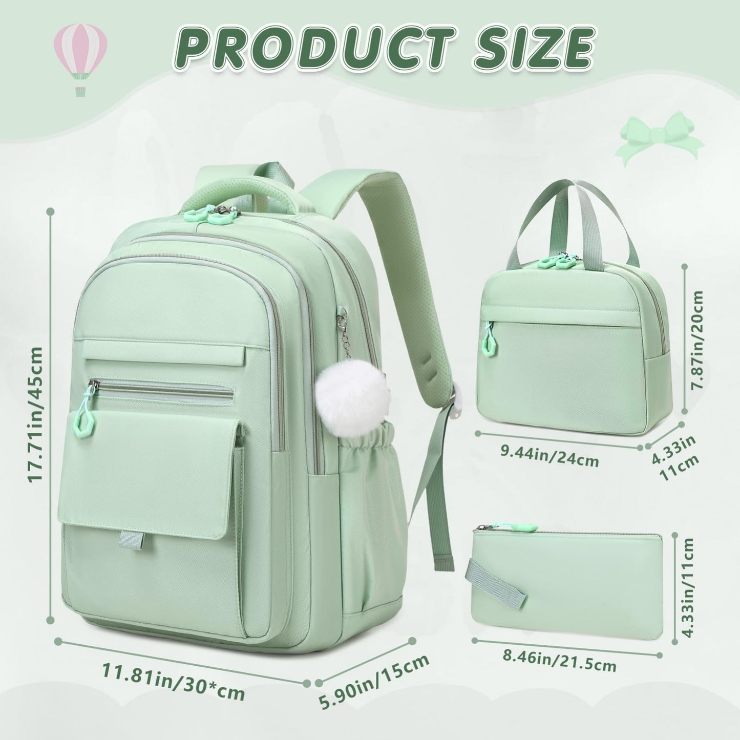 Stylish Girls Backpack Set with Lunch Box & Pencil Case   Perfect for School!2