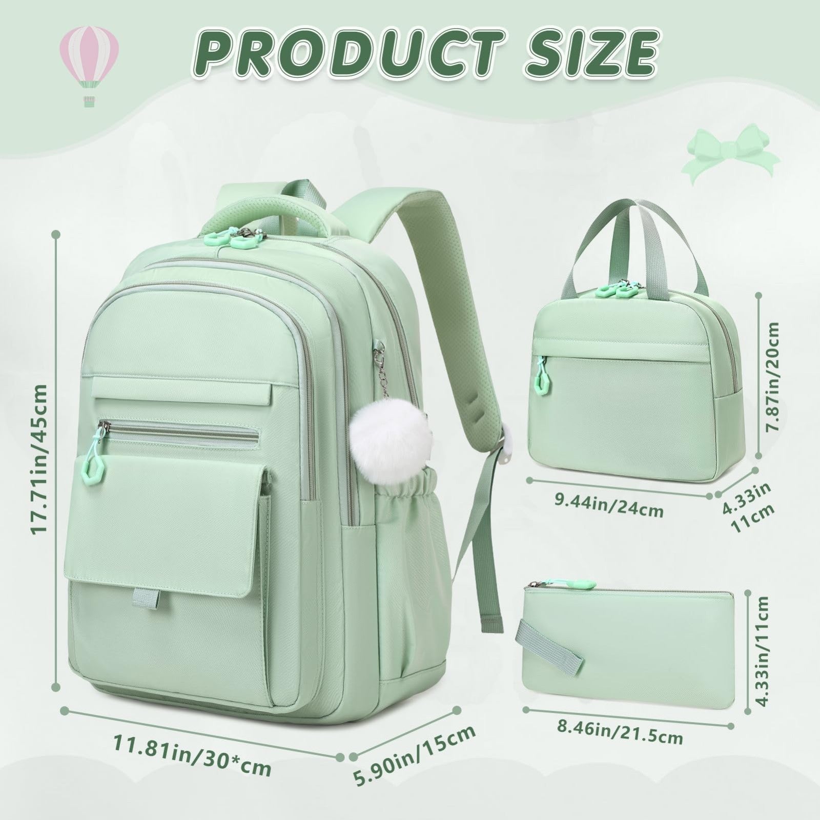 Stylish Girls Backpack Set with Lunch Box & Pencil Case   Perfect for School!2