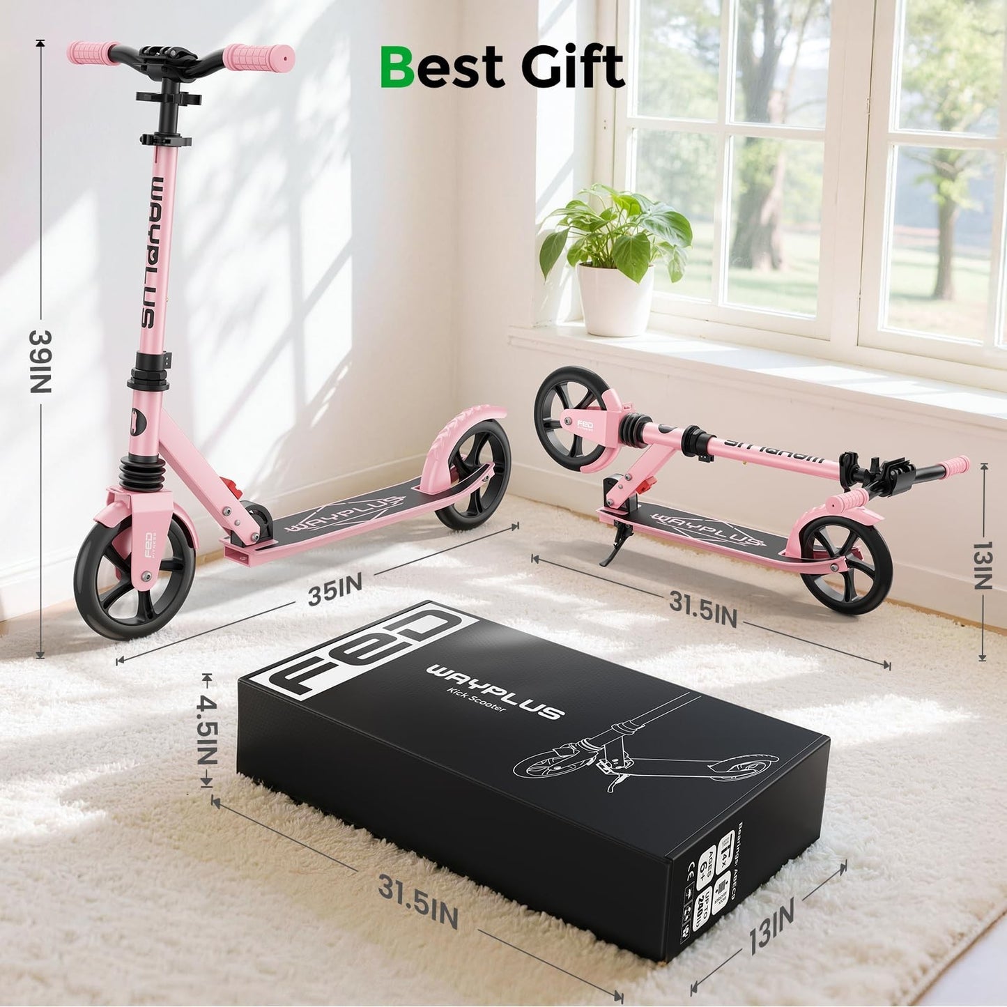 Kick Scooter for Kids, Teens & Adults - 8" Big Wheels, 240lb Capacity, Ages 6+6