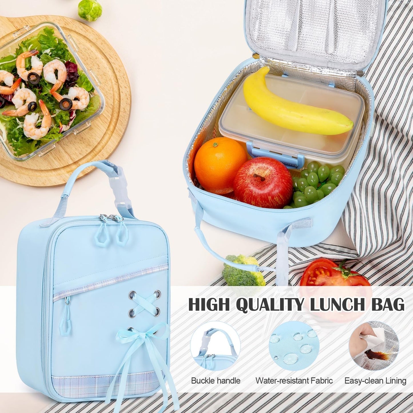 3PCS Girls School Backpack Set with Lunch Box & Pencil Pouch   Stylish & Durable6