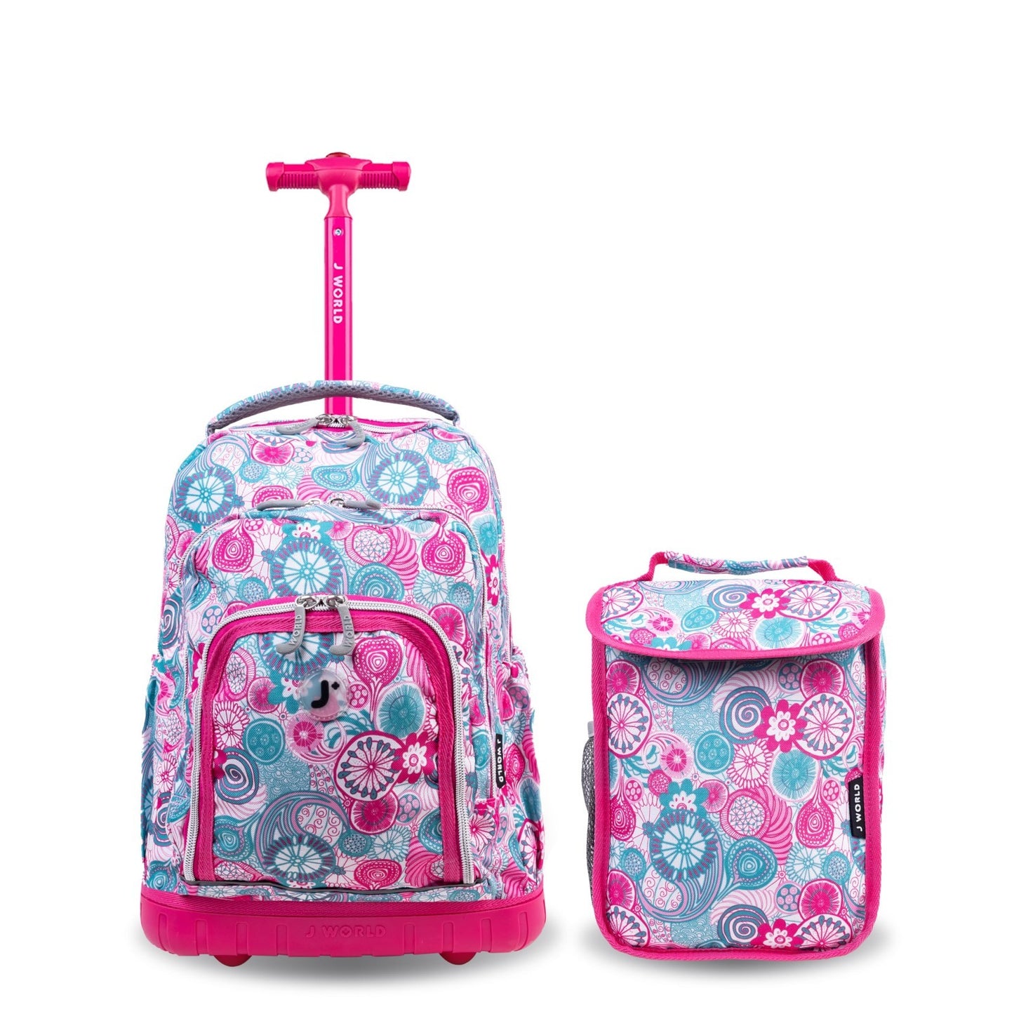 Kids Rolling Backpack & Lunch Bag Set   Carry On Suitcase with Wheels, Blue Rasp1
